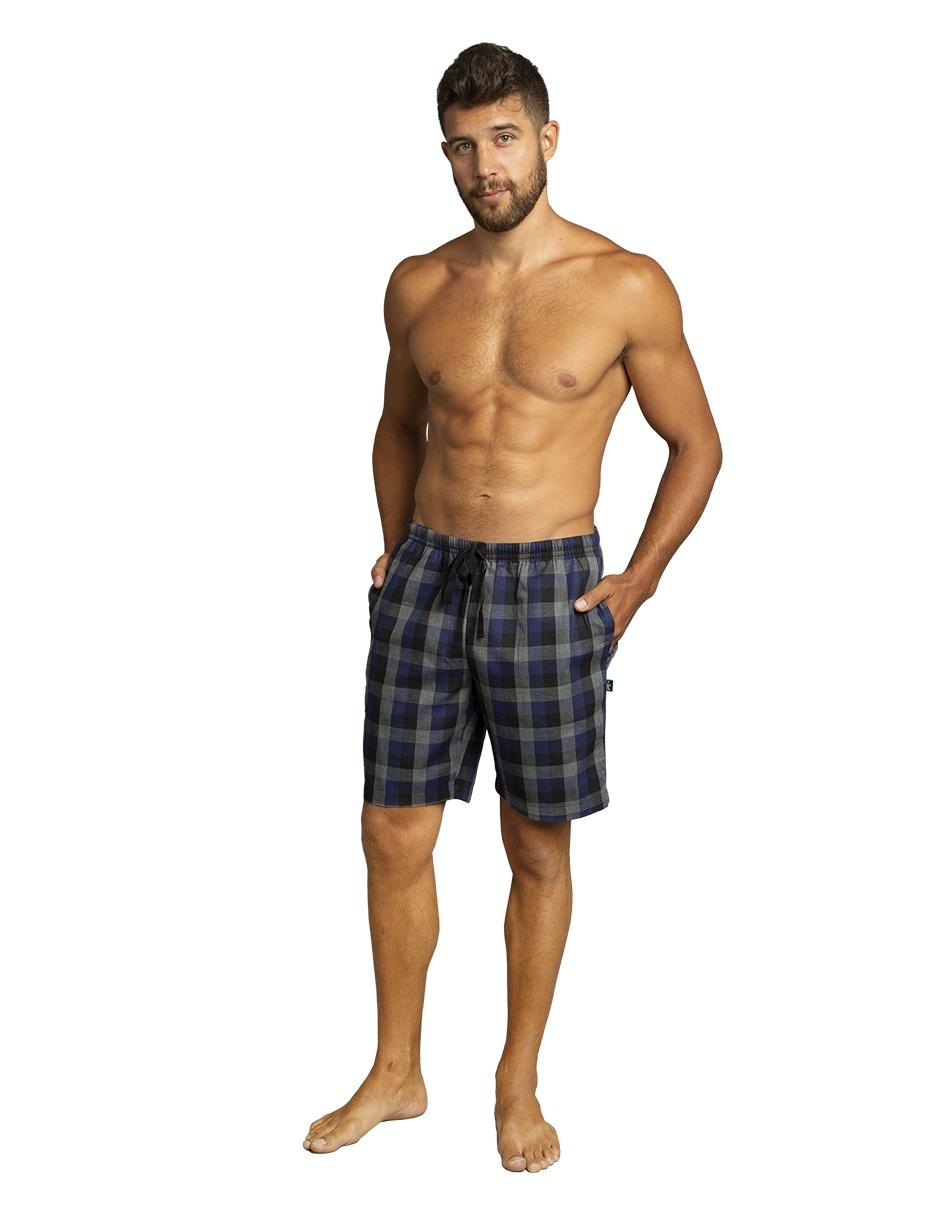 Pijama bermuda Perry Ellis estampado a cuadros de algodón para hombre