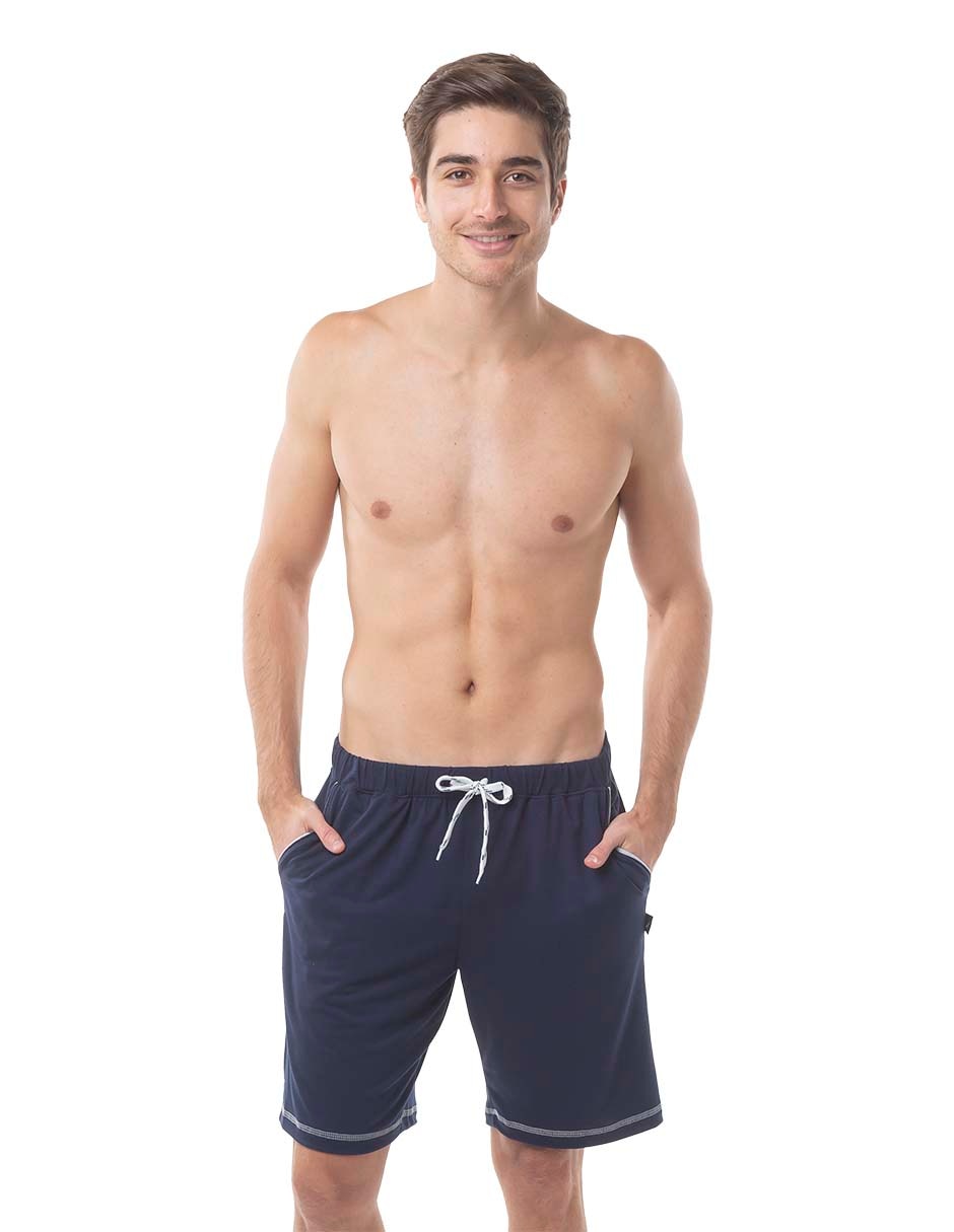 Pijama bermuda estampado liso de poliéster para hombre Pijama bermuda estampado liso de poliéster para hombre