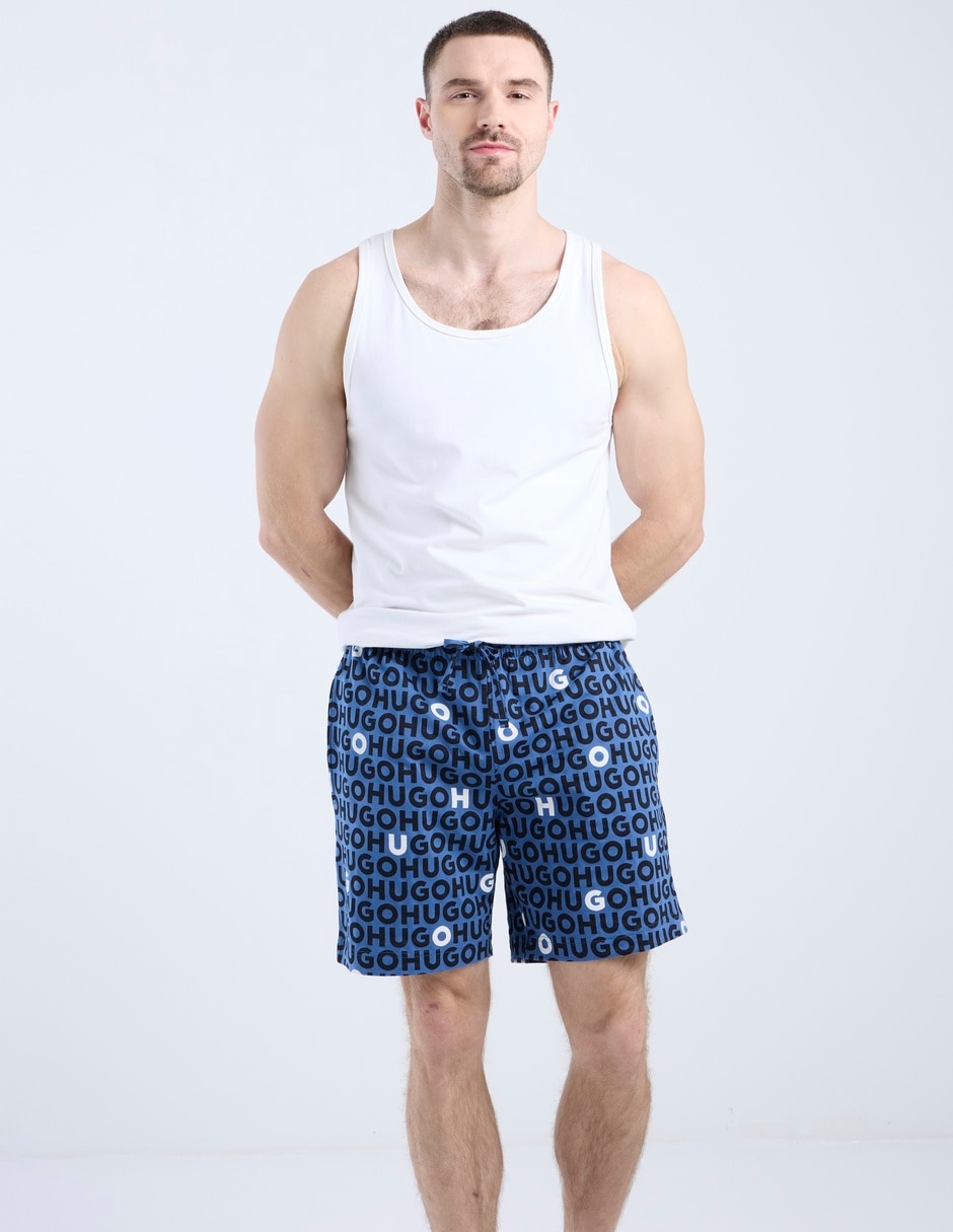 Pijama short Hugo estampado logo de algodón para hombre