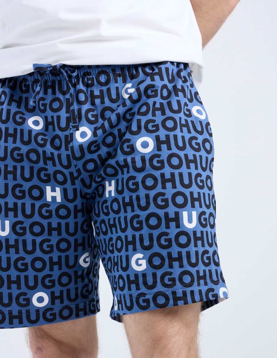 Pijama short Hugo estampado logo de algodón para hombre