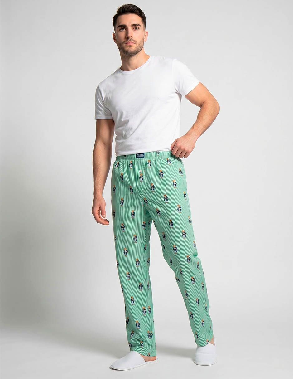 Pantalón pijama polo rl estampado logo de algodón para hombre 3
