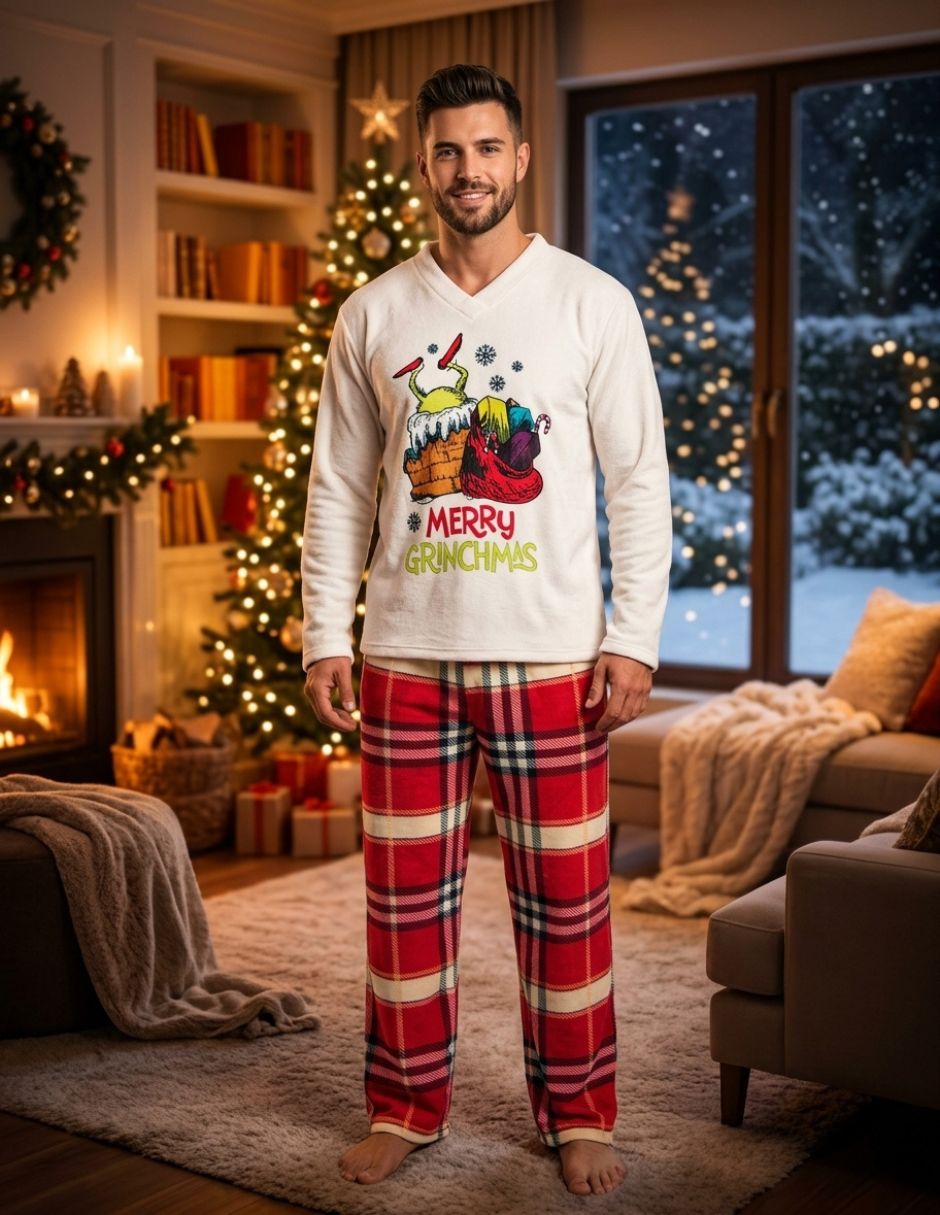 Conjunto pijama antinavidad para hombre 4